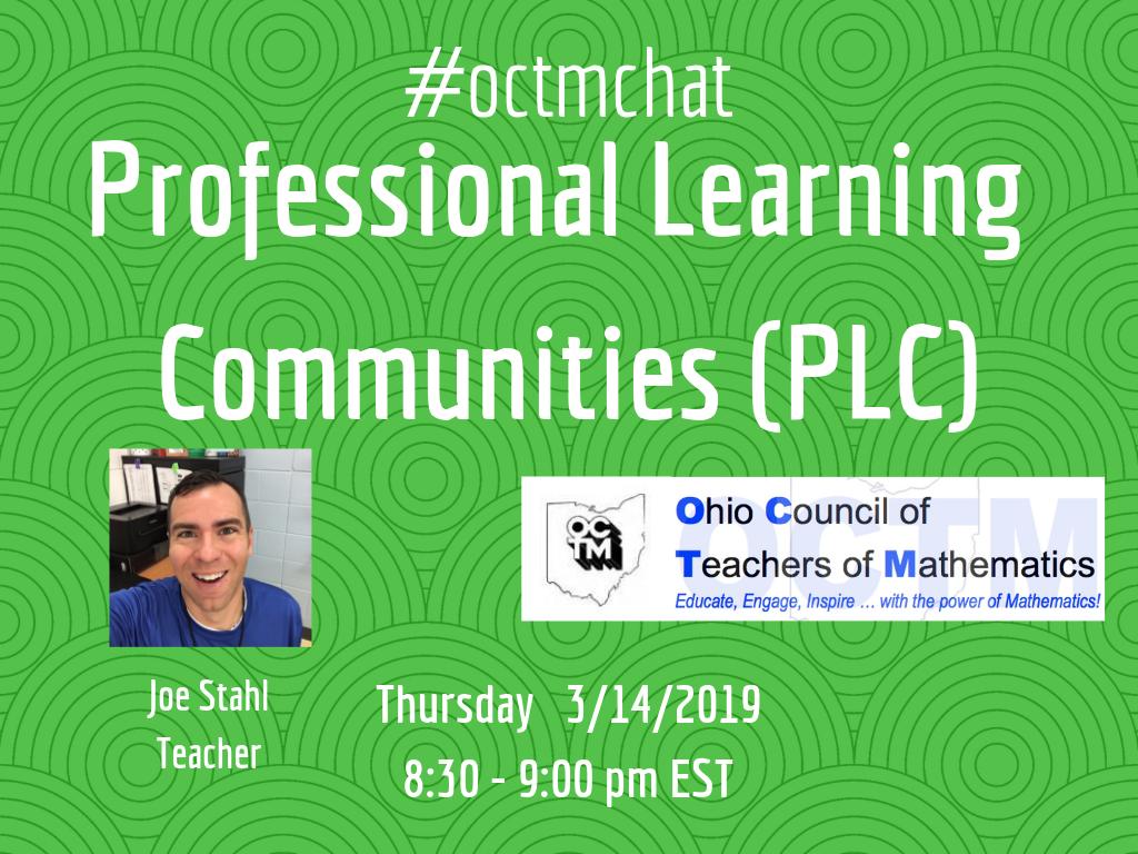 jrsteach's tweet image. Join me for an #octmchat on Professional Learning Communities! Mark your calendar for Thursday, 3/14/2019 at 8:30 pm EST