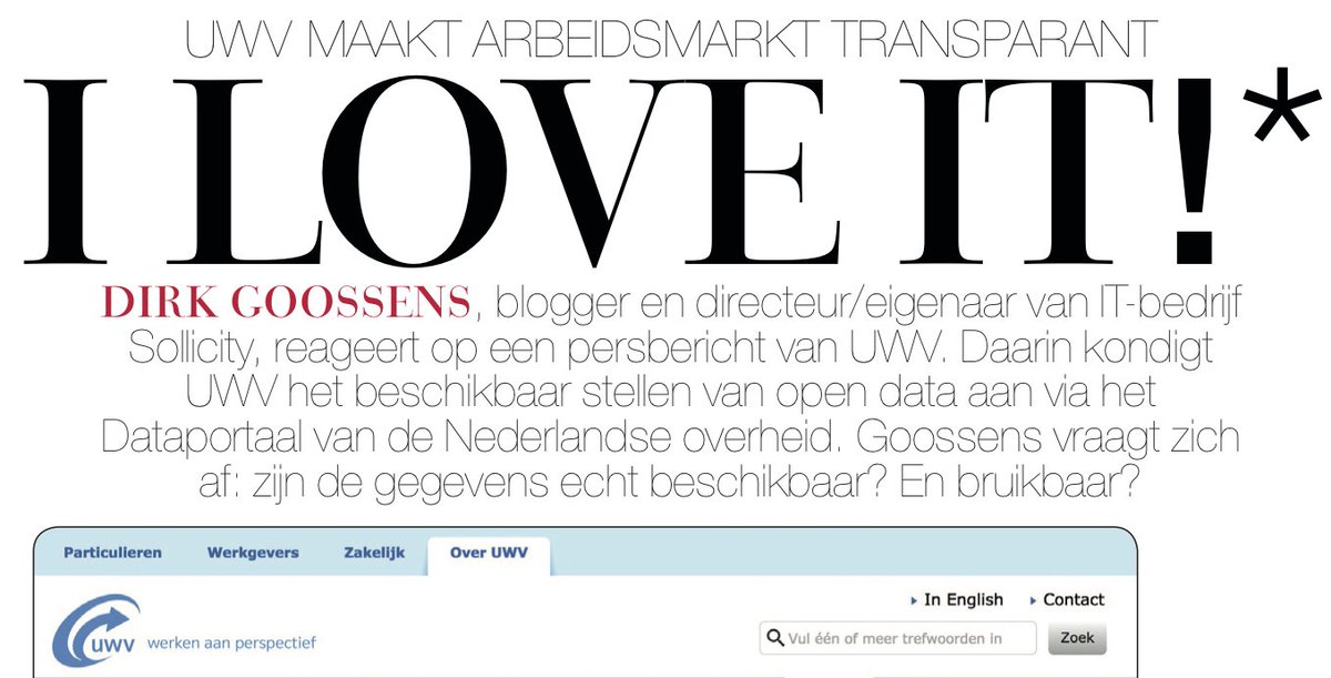 Sinds de blog op recruitment matters is er hoop gebeurd. Hij is bijna tienduizend keer gelezen! De blog is opgemerkt door media zoals de Volkskrant, maar gelukkig ook door het UWV zelf en is overgenomen in het UWV magazine. Meer weten? sollicity.nl/part-2-uwv-maa…