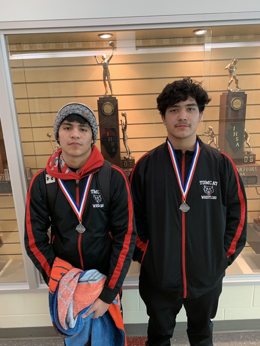 CoachMickEA's tweet photo. TWO Tomcats qualify for @iwcoa Frosh/Soph state! Zamir Castanon 2nd place 113lbs and Aldo Rivera 2nd place 195lbs! #SpringfieldBound https://t.co/q87KvrLoLM