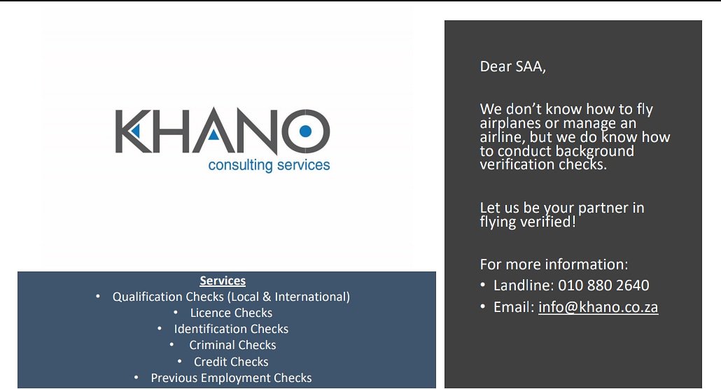Ramari_Booi's tweet photo. #SAA #BackgroundChecks #VerificationChecks #EmploymentChecks #Pilot #SAAPILOT #News https://t.co/720zoNQnkH