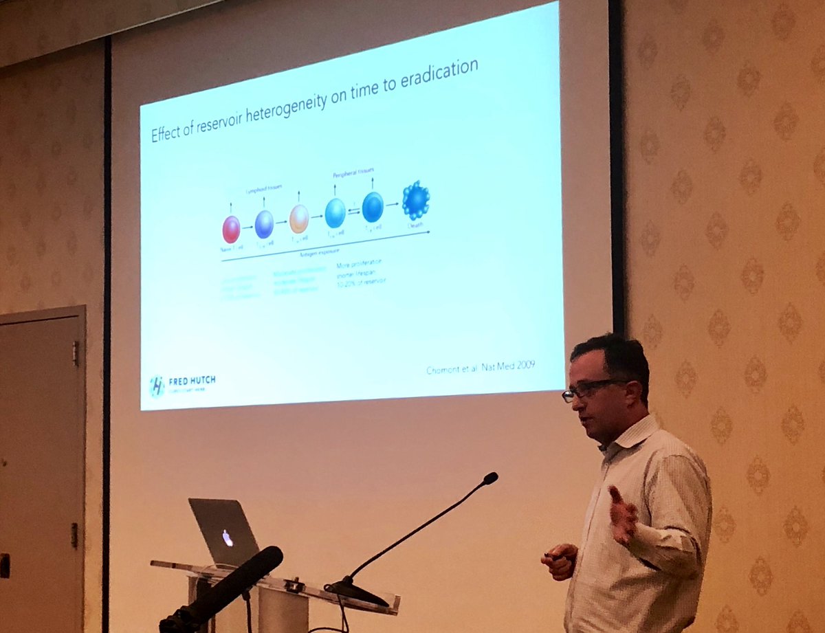 fredhutch's tweet photo. Dr. Joshua Schiffer, an associate member of our Vaccine and Infectious Disease and Clinical Research divisions and @UWMedicine, shares information on #HIVcure anti-proliferative therapy studies at @defeatHIV's #HIVworkshop. https://t.co/xsZJnls35n