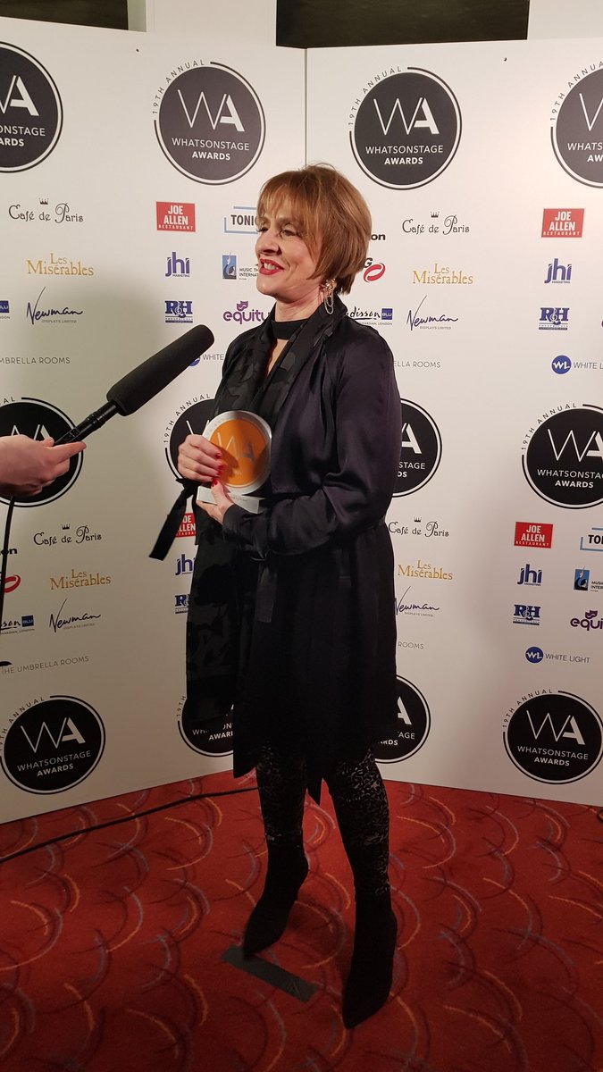 WhatsOnStage's tweet photo. Some of the brilliant winners - Aidan Turner, Patti LuPone, Vanessa Redgrave and Adrian Scarborough with their statues at the #WOSAwards https://t.co/VWTzXlxxuk