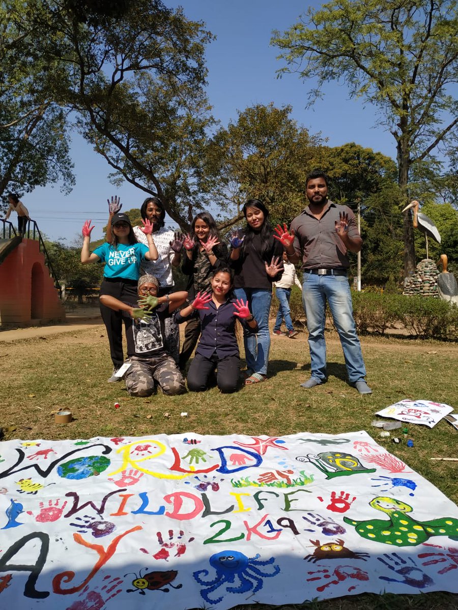 Snake_Ritz's tweet photo. On the occasion of World Wildlife Day 2019, Wildlife of Africa Conservation Initiative and Assam State Zoo have celebrated the day by doing handprint paint without any brushes to motivate more youths to know about wildlife https://t.co/HULqDDULIL