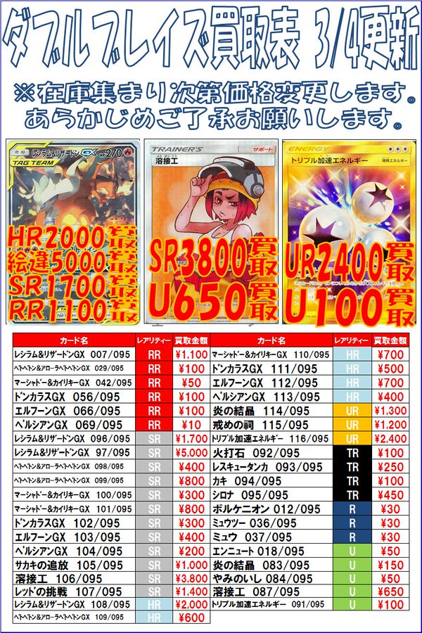 ポケカ レシラム リザードンgx が初動よりも高騰中か 高価買取 トレカ天気