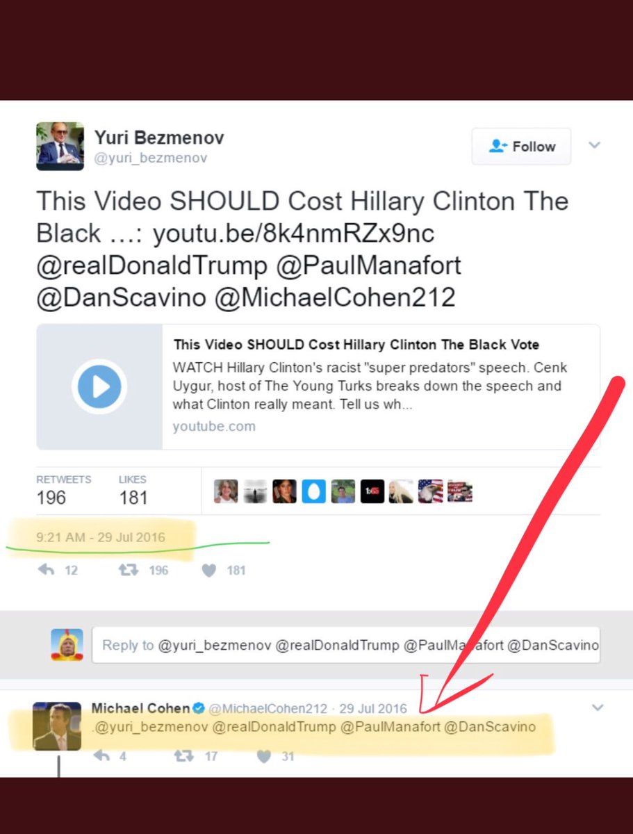 Notice date - July 29, 2016. Michael Cohen then tags same people to make sure they see it... I think  @RepCummings  @RepAdamSchiff  @AOC should ask Cohen about this...