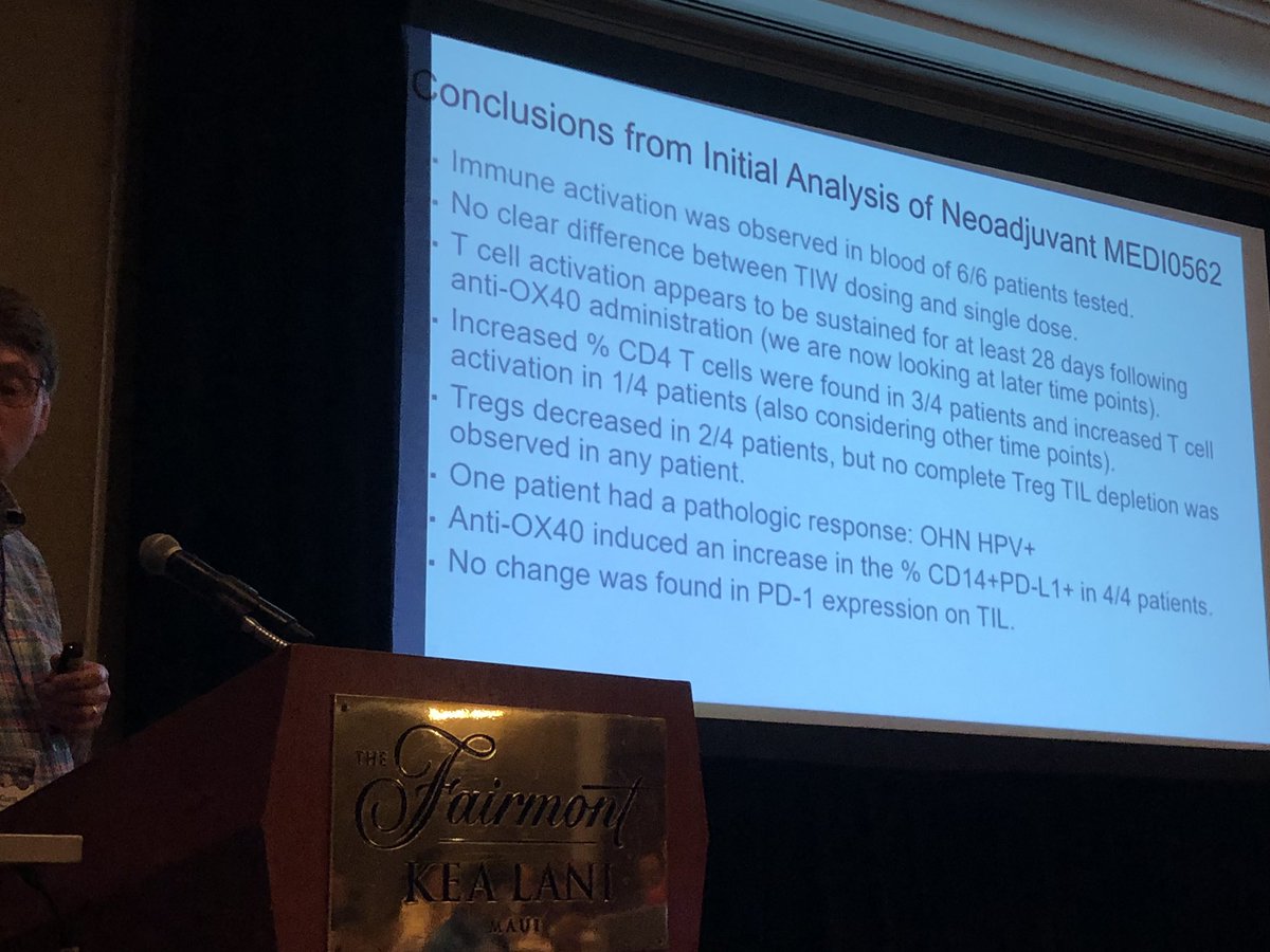 BernardAFox's tweet photo. Wow! Lots of data *SLIDE SET 6* Dr @BrendanCurtiMD ROCKSTAR #Immunotherapist @ChilesResearch talks @agon_ox #DeepDive19 #ImmunoOnc19/ data of #neoadjuvant #OX40 clinical trial/ #HNSCC @rbryanbell & Dr Rom Leidner @AndrewWeinber14 #FinishCancer #headandneckcancer #FoxLab https://t.co/8wTRHFvGay