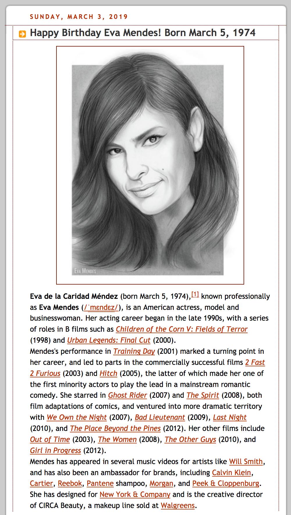 Happy Birthday, Eva Mendes...  Born March 5 1974 