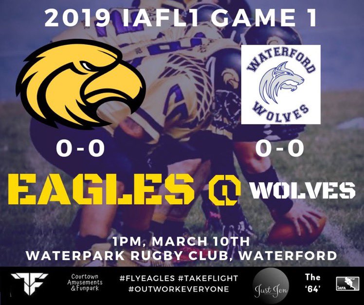 WexfordEagles's tweet photo. One week until weβre on the road for the 2019 #iafl1 season with the first ever South-East derby π€ππ π¦
@ πΊ
π - Wexford Eagles @ @WaterfordWolves
π - Sunday 10th March
β° - 1pm K.O.
π - Waterpark Rugby Club, Waterford
#flyeagles #takeflight #outworkeveryone #jointhearmy https://t.co/2TwKHcv8dg