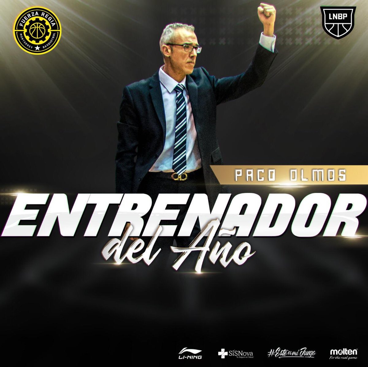 LNBPoficial's tweet photo. #EntrenadorDelAño 🏅🏀 PACO OLMOS⛹‍♂de @Fuerza_Regia 
🎉FELICIDADES POR SER EL #EntrenadorDelAño DE LA #LNBP TEMPORADA 2018-2019🎉 
#EntrenadorDelAño #EsteEsMiJuego #PlayoffsLNBP #Temporada20182019 #LNBPLaTienesQueVivir #basketball @LNBPoficial @moltenmex @liningmx @SISNOVA https://t.co/wOvGVzujcW