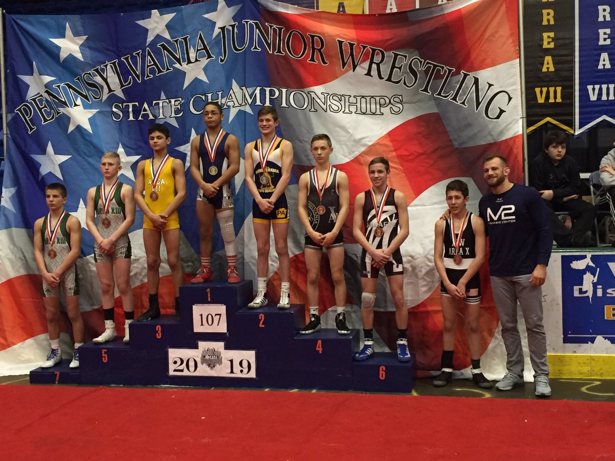 Connor Saylor on the state stand at PJW State Championships!!!🤼‍♂️👍 4Th place!