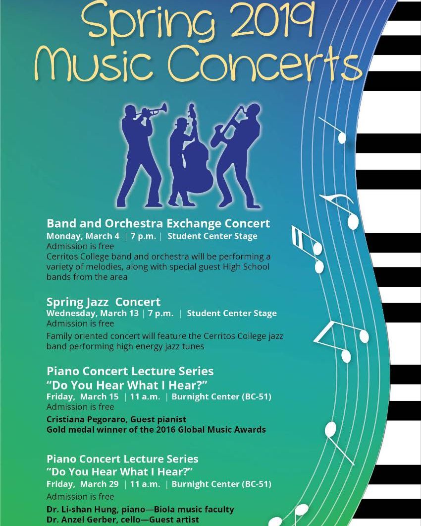 cerritoscollege's tweet photo. Vibe to some fun tunes all this month. Check out our #FREE #springconcertseries #cerritoscollege 🎵 🎼 🎶 https://t.co/9WysxPrqxY