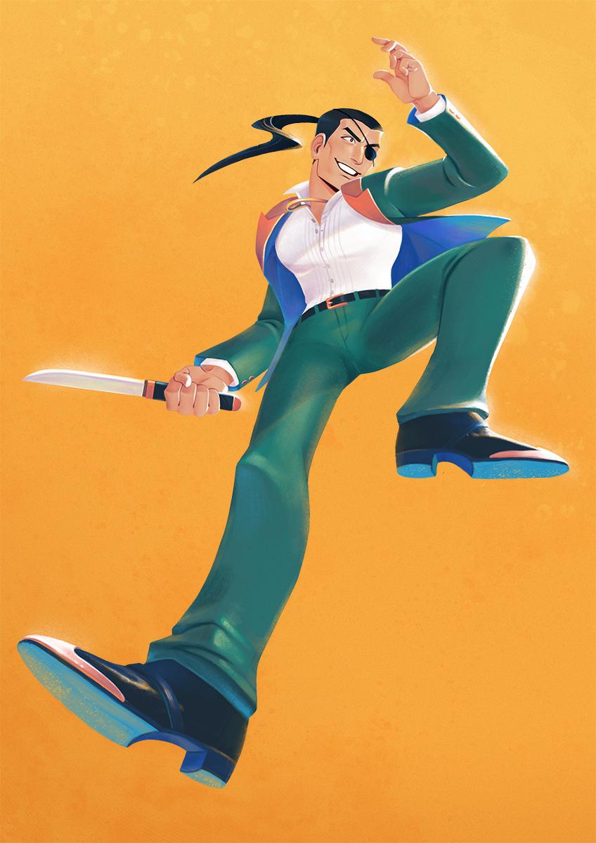 some wonky fun with colors and  Yakuza 0 Majima 🔪✨