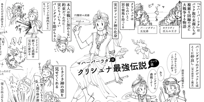 『マハーバーラタ戦記』を読んでから、ずっと描こう描こうと思っていたものです。
#マハーバーラタ は「クリシュナ最強伝説」という話 