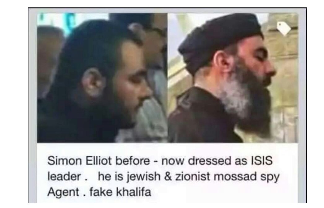 Observer1117's tweet photo. Simon Elliot before now as #ISIS leader  Abu Bakr Al-Baghdadi fake Khalif  #Mossad agent undercover section #Mistarivim https://t.co/BGbgQXDMuf