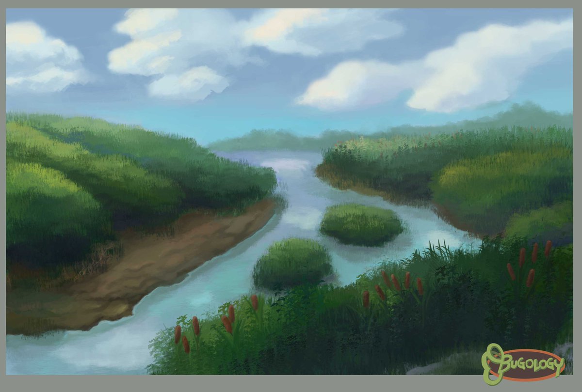 lchenart's tweet photo. Marshlands - Last of the background paintings I painted for the Bugology game. #gameart #indiedev #indiegame #backgroundpainting #illustration #Bugology https://t.co/NJUewaoWea