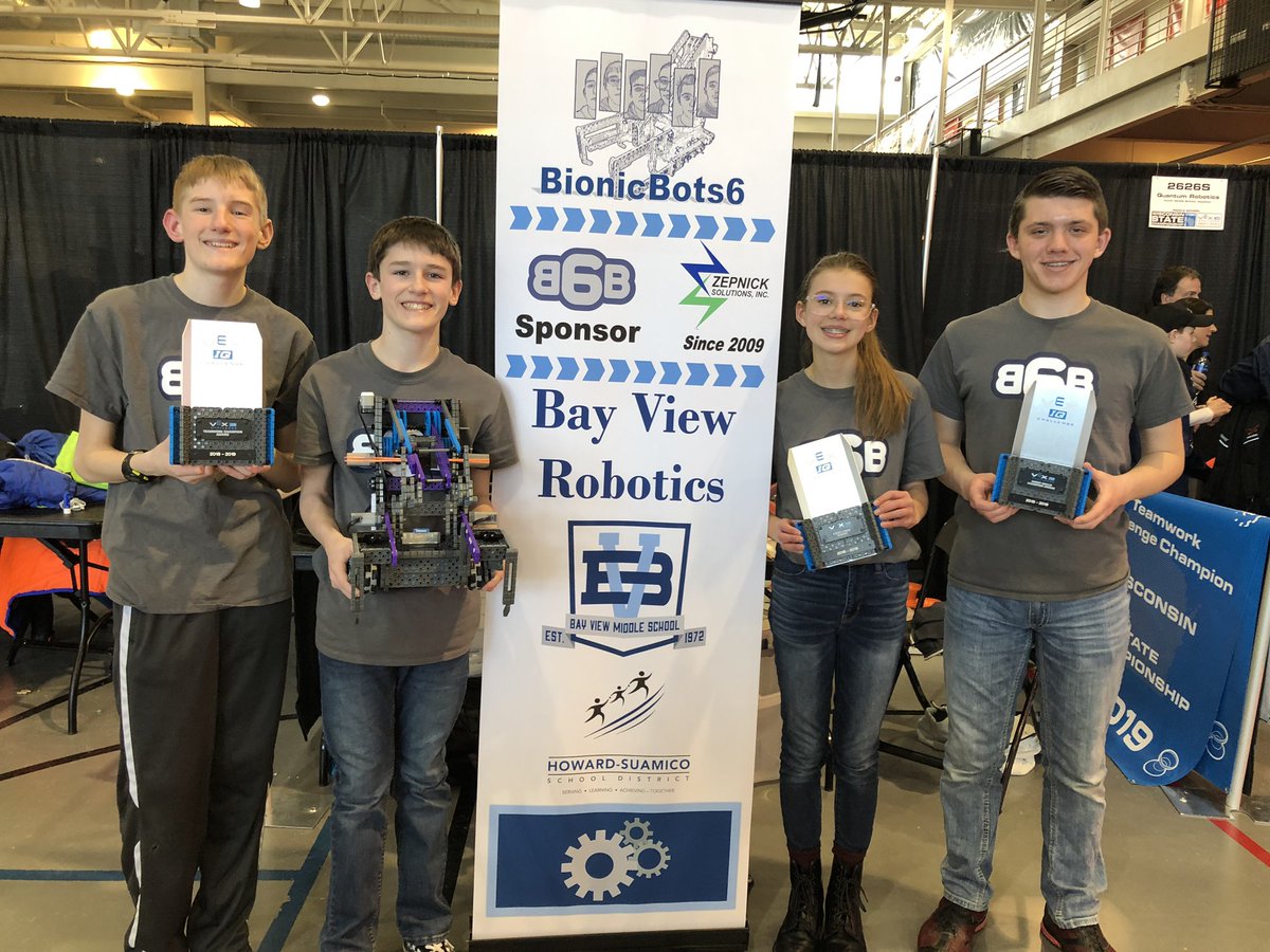 TechEdRocks's tweet image. Congratulations to Bay View’s BionicBots6 on earning 3 awards at the #VEXIQ State Championship! Next stop The World Championships 😀 @hssdbv #TogetherIsBetter