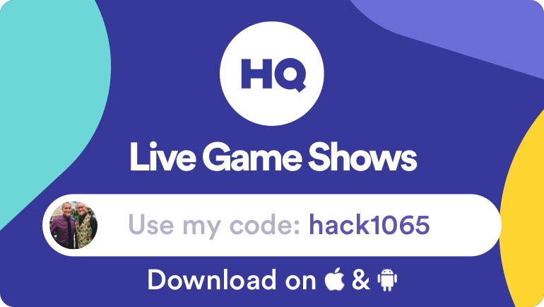 hackney1065's tweet image. I'm playing live game shows on HQ! You should play too. Use my code "hack1065" to sign up hqtrivia.com