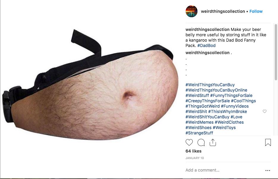 AutobotsC's tweet photo. Wanting to confuse your friends? Try this #trendsetter fashion. The #dadbod fanny pack shown on @weirdthingscollection’s Instagram account will make everyone laugh at your next get together. This fanny pack is a new and comedic take on the fanny pack trend. https://t.co/JvRILYbcBS