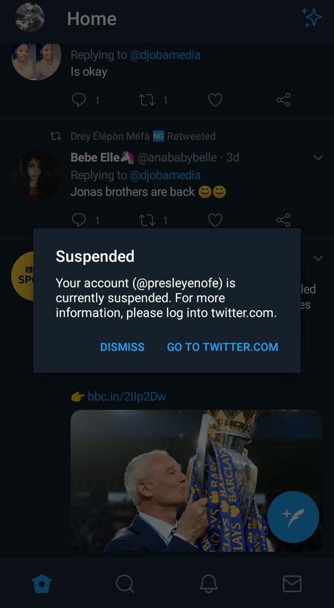 Please follow my new account. My old one @presleyenofe was suspended..
I'm in sifia pains 😭😭😭