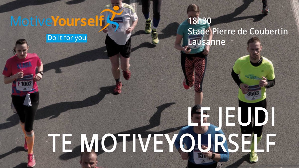 MotiveYourselfD's tweet photo. Le running du jeudi!
La sortie en endurance en groupe. 🏃‍♀️🏃🏼‍♂️
Rejoins-nous en fin d'après-midi pour un footing sympa!
👉🏻 Rdv à 18h30 dans le stade Pierre de Coubertin.
+ d’infos sur FB ou par MP
#MotiveYourself #run #lausanne https://t.co/Zi7YCLlmEC