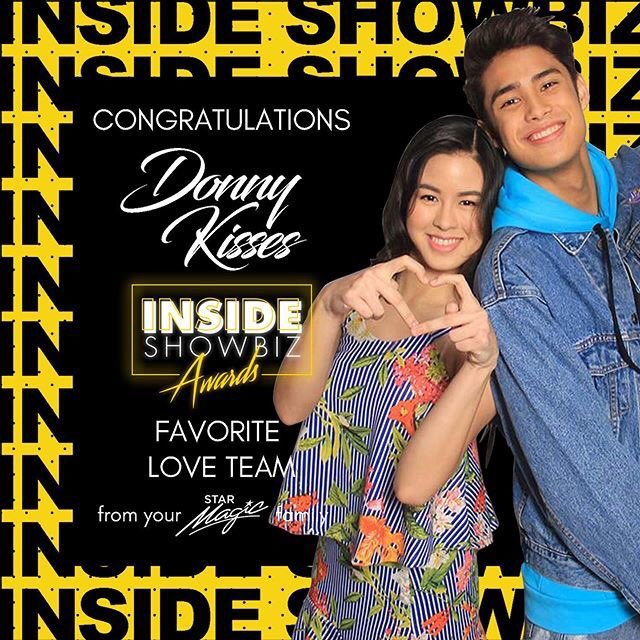 DonKissATeamOFC's tweet photo. We are all elated as our indubitable love for DonKiss transposed into their very first love team award. They are hailed as Inside Showbiz Awards’ Favorite TV Love Team!

Well-deserved, Donny and Kisses! Congratulations! 💫

@donnypangilinan @KissesDelavin
#DONKISSFaveTVLoveTeam https://t.co/oghLG0Bdck