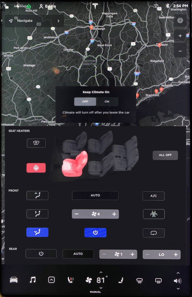 evmaniac's tweet photo. @Tesla @elonmusk The climate and seat heaters side tabs seem unnecessary for such a huge screen. Why not stack the two controls to make them both accessible simultaneously? https://t.co/1mXBRe5DyR