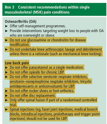 PeteOSullivanPT's tweet photo. Recommendations on what NOT to do for OA / back pain - now that would provide a lot of health $$$ for high value care! @BJSM_BMJ  @CGMMaher @MaryOKeeffe007 @kieranosull   @DrChrisBarton @ewa_roos @jpcaneiro @ProfDavidHunter @GregHuntMP  @pain_eddotcom https://t.co/Lf9fNP18WJ https://t.co/KRaXgQtb6G