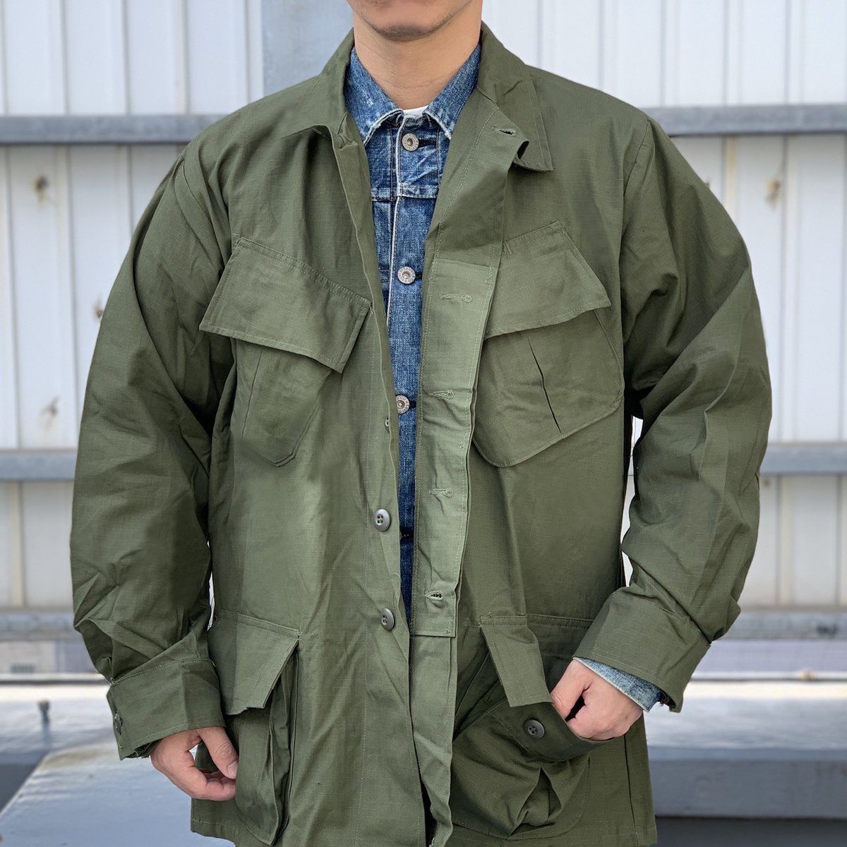 程度良好 L-S 2nd ノンリップ 実物 米軍 ファティーグ ジャケット LS-