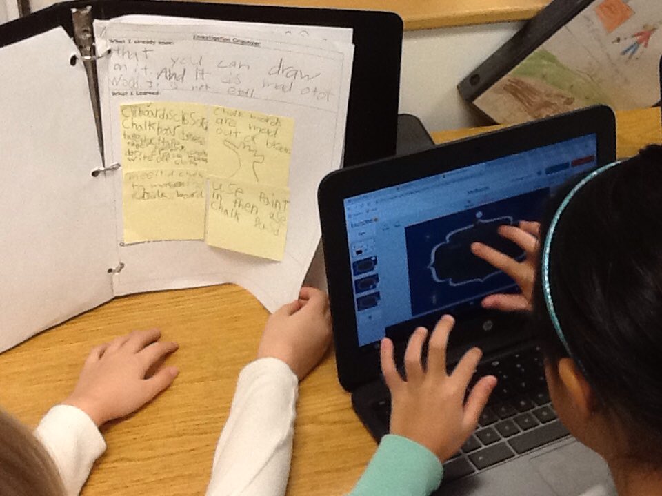 ReneeLWhite5's tweet photo. We read "What Do You Do with a Problem" in #geniushour & discussed how problems can be beautiful learning opportunities. Ss problem solved in proj:knit sticky mitten to pick up trash, create own chalkboard @Buncee , & tornado game to educate others. #lpeswake #GeniusIsElementary https://t.co/J7MaVw0UV1