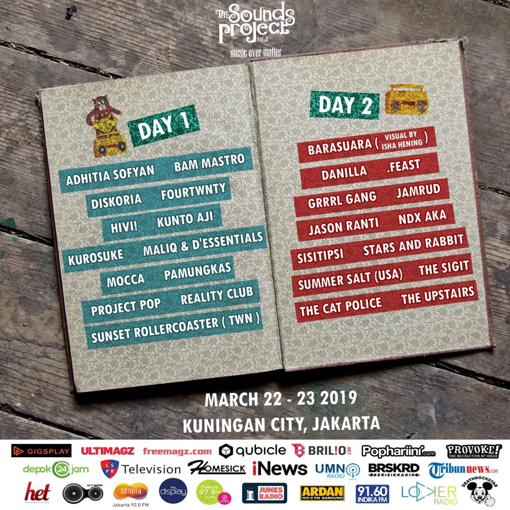 The Sounds Project vol. 4 is proud to announce their Final Lineups! Haven't bought the tickets yet? Grab your tickets now and don't miss every single moment on The Sounds Project Vol. 4! 🔥

#SoundsProject4
#MusicOverMatter