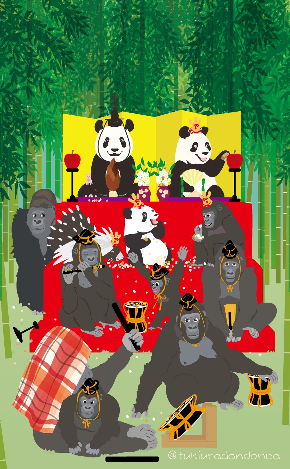 つきうらだんぱ 昨日のひな祭りはゴリラのハオコさんたちとアフリカタテガミヤマアラシのヤマちゃんに手伝ってもらったよ シャンシャン シンシン リーリー お兄ちゃん 上野動物園 パンダ Pandas 大熊猫 ゴリラ アフリカタテガミヤマアラシ