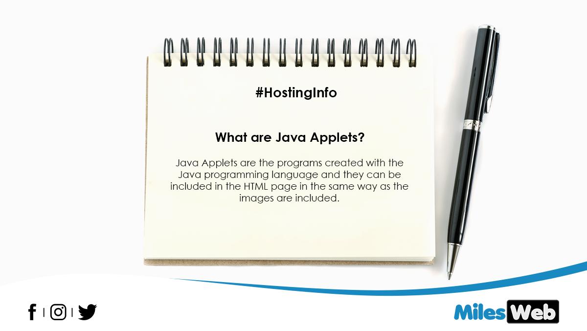 MilesWebUAE's tweet image. If you are using a Java-enabled browser in order to view a web page that includes a #JavaApplet, the code of that applet is transferred to your system and it is executed by the Java virtual machine.
#HostingInfo #WebHosting