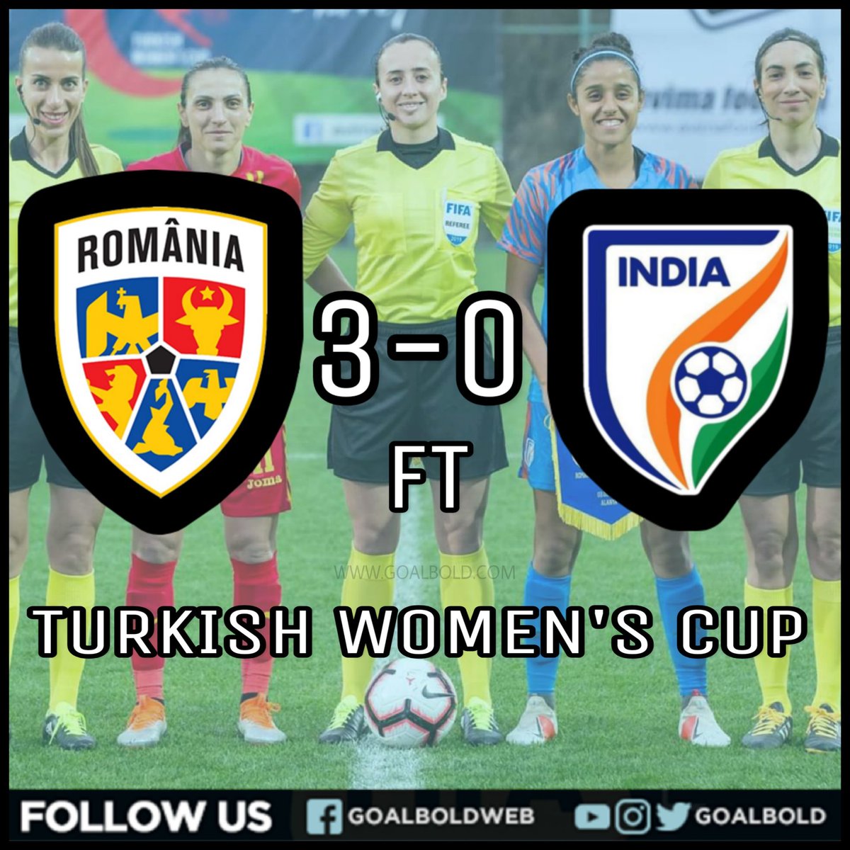 goalbold's tweet photo. ICYMI: Indian women go down to Romania in Turkish Cup 🏆. 

🇷🇴 3 - 0 🇮🇳

Playoff match to decide the standing in the Turkish Cup 🏆 is slated for March 05.

#BackTheBlue #ShePower #IndianFootball https://t.co/AYUqCOSNad