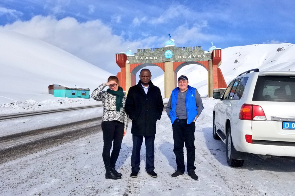 un_kyrgyzstan's tweet photo. -10C &amp; 2,500m asl. On our way to Talas. Looking forward to discussing with GovRep, Mayor, &amp; civil society  how #UN could further help address oblast's development challenges. Will also attend public talk promoting #genderequality empowerment of girls thru #innovation #technology. https://t.co/4qgNkRTqXO