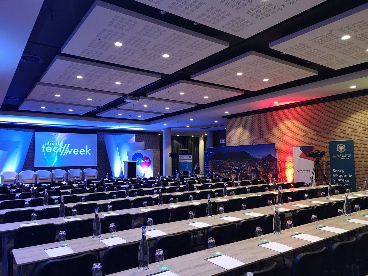 The venue is ready for #AfricaTechWeek2019 to begin. Excited for <a href="/salimismail/">Salim Ismail</a> to share #ExponentialOrganizations #ExOs