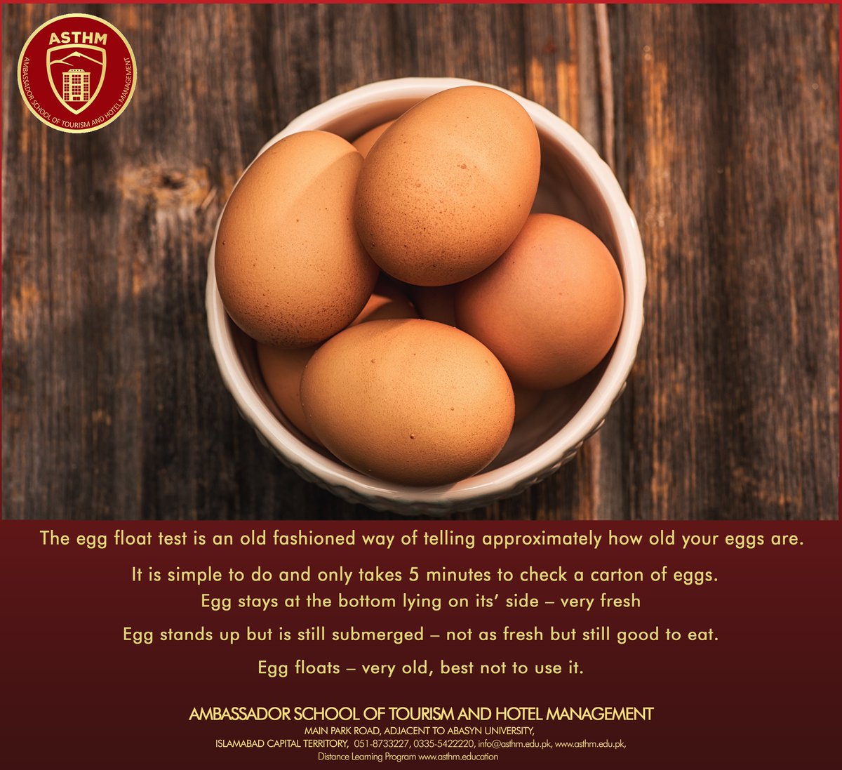 asthmpk's tweet photo. The egg float test is an old fashioned way of telling approximately how old your eggs are.

#grandambassador #2k19 #islamabad #instagood #floattest #photooftheday #hotelschool #facts #eggs #admissionopen #professional #fun #winter #instalike #like4like #illustrator #dairy https://t.co/hnp1nDyCgT