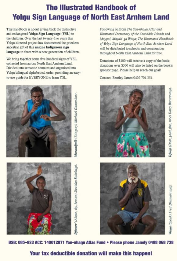 AIATSIS's tweet image. Yolŋu Sign Language (YSL) is one of Australia's #IndigenousLanguages
Please help us honour Laurie Baymarrwaŋa’s vision to save Indigenous language and give back to the children their priceless ancestral inheritance

#IYIL #IYIL2019

drbentleyjames.wordpress.com/2019/02/24/yol…