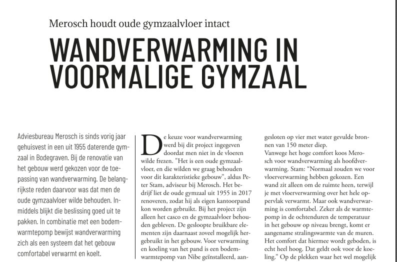 Merosch_LLab's tweet image. Artikel in @VakbladWP over onze gymzaal. &apos;Wandverwarming in een voormalige gymzaal&apos; Lezen via deze link: bit.ly/2IO1zAR #vangaslos #wandverwarming