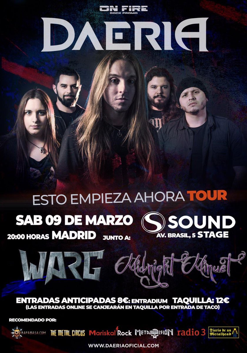 Darthnikus's tweet photo. Vamos que solo quedan 5 días. 9/03 Sala Sound Stage (Madrid). Junto a @DaeriaOficial y @wargmetal. 
Ayudadnos a reventarlo!!! @sakatafuenla @thybreath @IgnisAnimaBand @Invasor_Oficial @OnFireRockPromo @rafa_basa @Metalcry @ElMetalenEspana https://t.co/sE3RrWsJ1N