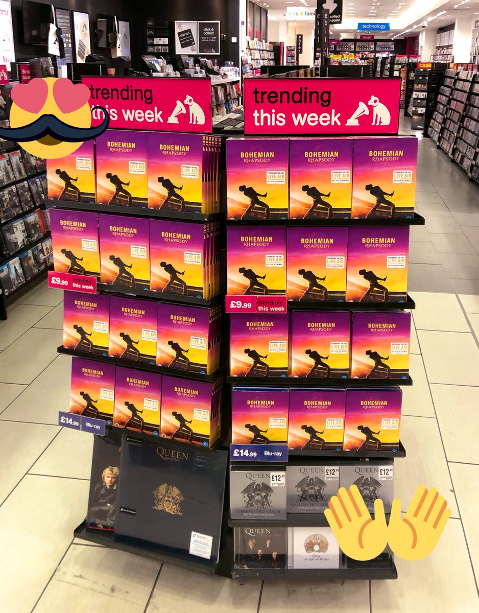hmv_Braehead's tweet photo. Out now, the award winning musical triumph that is Bohemian Rhapsody! On DVD, Blu-ray and 4K #BohemianRapsody #StompForQueen #StompStompClap #queen https://t.co/0sIX8MccZm