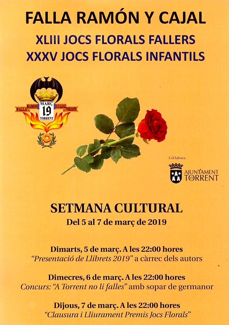 F_RamonyCajal's tweet image. Tot a punt per a la nostra Setmana Cultural en honor dels Jocs Florals, una aposta per la cultura a la que tots esteu convidats, i on podreu comprovar com falles i cultura van sempre de la mà. @F_RamonyCajal #JocsFlorals #llibrets #culturafallera