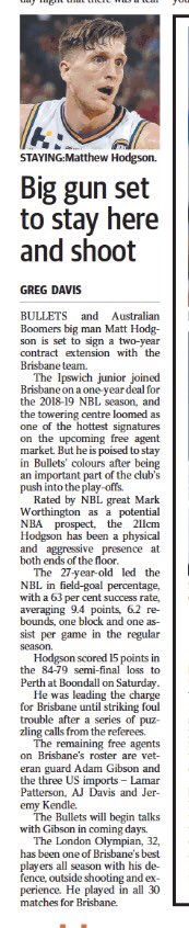 GregDavis006's tweet photo. Reckon this a great get for the @BrisbaneBullets. Set to get two more years from the big fella who was terrific in the middle this season. @Wortho33 @cmail_sport @couriermail @NBL #NBL19 #SeeIncredible https://t.co/pCG8LdMTbq