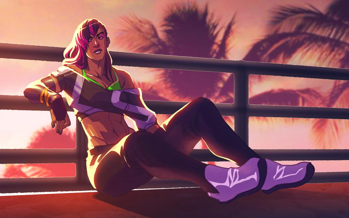 axl99's tweet image. LA Sunset girl. Cellshade funtimes ftw. #drawshit #cellshading