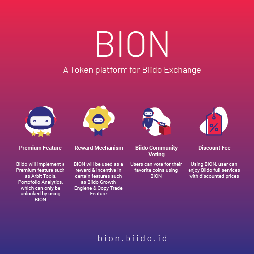 Visit bion.biido.id for further information about our ICO 

#cryptoexchange #zerofee #biido #bion #ico #tokensale