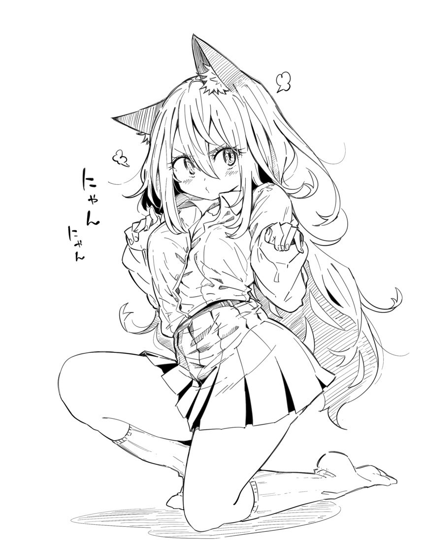 本日は何も思いつかなかったので、あざとさ溢れる猫耳女子高生を描きました 