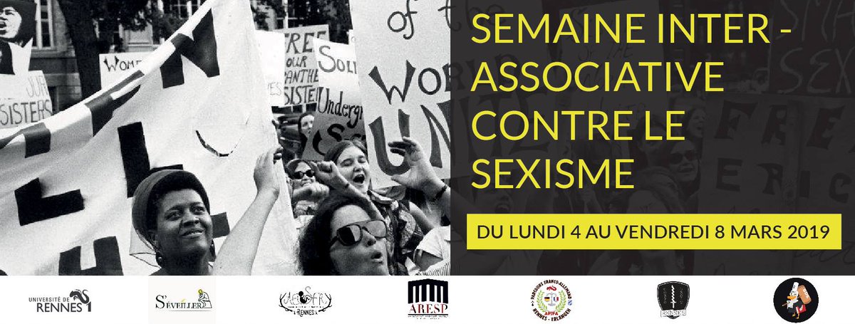 Les assos étudiantes se mobilisent contre les clichés &amp; stéréotypes sexistes💪bit.ly/semaineVSsexis…
Cafés-débats, projections, rencontres, initiation #kravmaga par @ARESPRennes <a href="/CorpoDroitR/">CorpoDroitRennes</a> <a href="/Bdedroitrennes1/">BDE Droit Rennes 1</a> <a href="/associationsev1/">s'éveiller</a> <a href="/APJFA/">APJFA Rennes</a> <a href="/AesfRennes/">AESFRennes</a> #8M2019 #8Mars #ODChampion