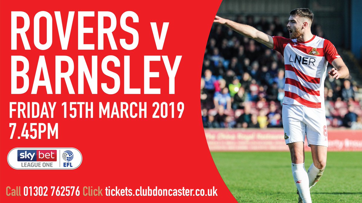 TICKETS | Secure your tickets now for the South Yorkshire derby against <a href="/BarnsleyFC/">Barnsley FC</a> at the Keepmoat Stadium, Friday March 15, from tickets.clubdoncaster.co.uk. #DRFC