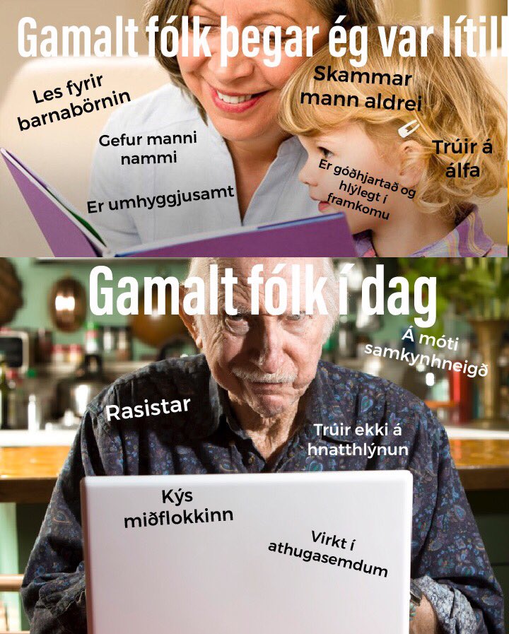 Mér hefur alltaf þótt leiðinlegt þegar gamalt fólk hneykslast yfir ungu kynslóðinni svo nú ætla ég að hefna mín