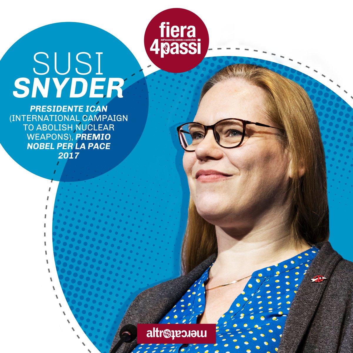 Fiera4Passi's tweet photo. Sapevi che le #testatenucleari statunitensi in Europa si aggirano tra le 100 e 150 complessive tra Italia, Germania, Belgio e Paesi Bassi? 
Ce ne parlerà Susi Snyder a #Fiera4passi 💪🏻
Segna in agenda: dal 17 al 19 Maggio 2019 #NobelPeacePrize #EconomiaCircolare #Circoli #Comunità https://t.co/zVYSJ5N6vg