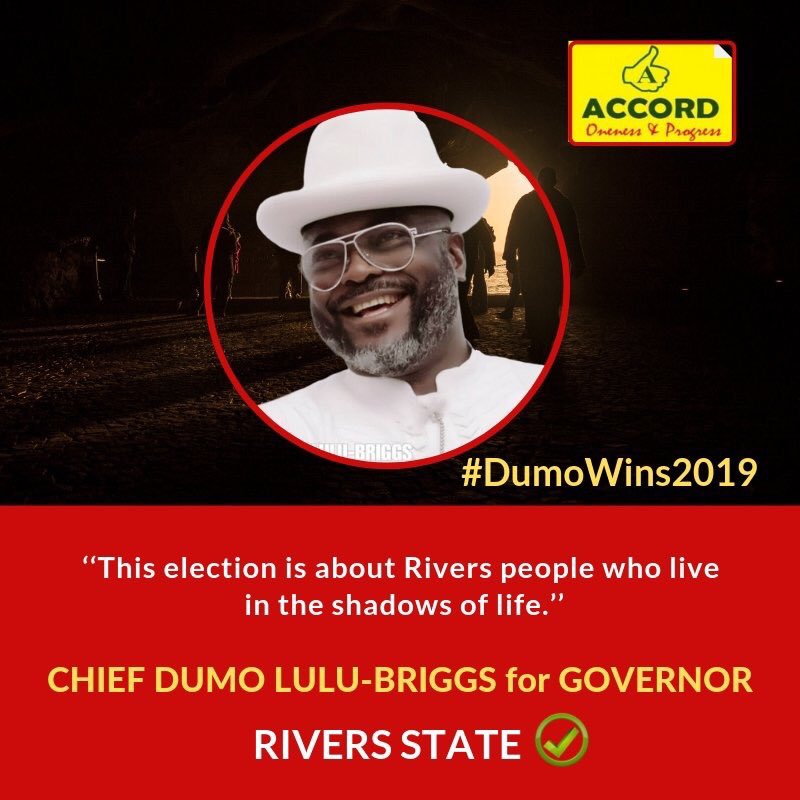 StoresCrystal's tweet photo. The people of Rivers State have decided ! @DumoLuluBriggs is the right man for the job . #DumoWins2019 #WikeMustGo https://t.co/JxJ71IBmZa